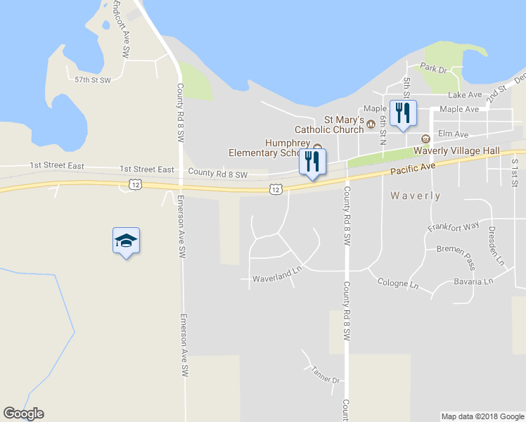 map of restaurants, bars, coffee shops, grocery stores, and more near 123 Summerfield Court in Waverly