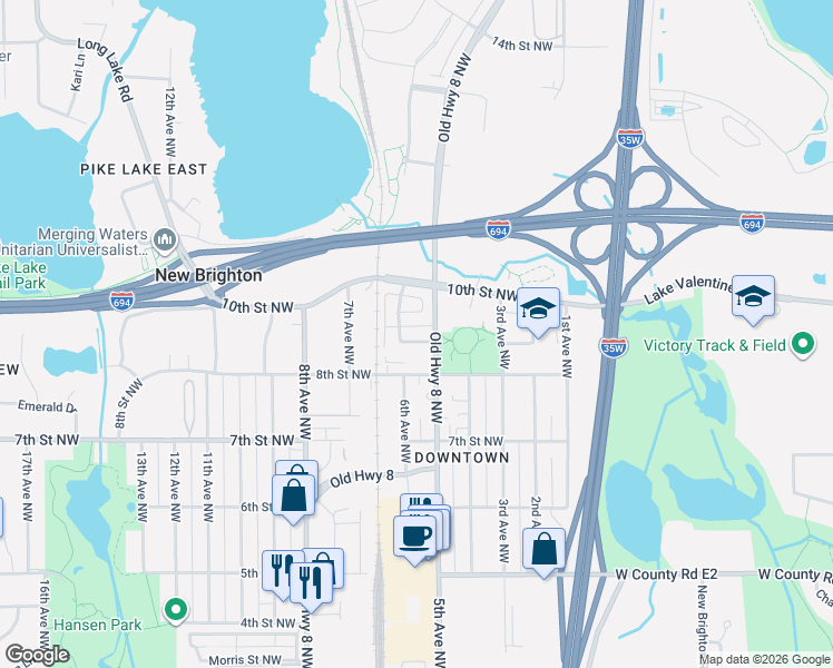 map of restaurants, bars, coffee shops, grocery stores, and more near 929 Old Steine Circle in New Brighton