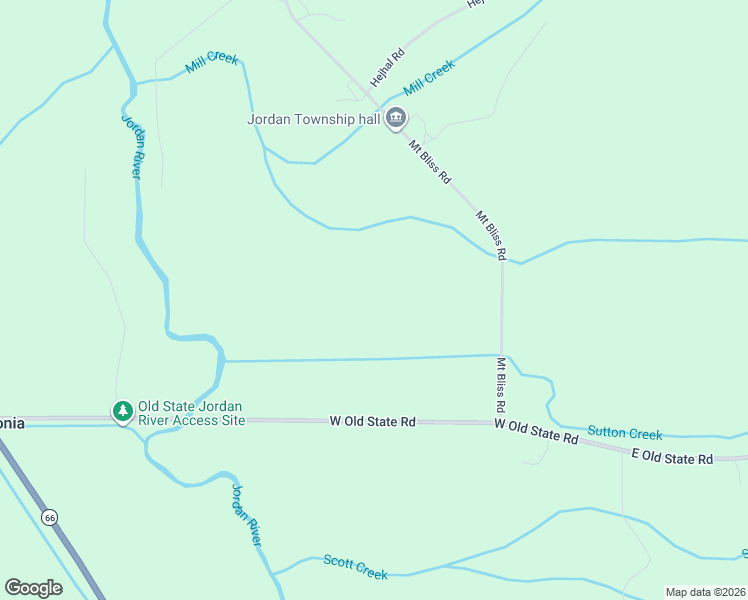 map of restaurants, bars, coffee shops, grocery stores, and more near 1993 West Old State Road in East Jordan