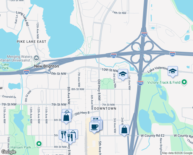 map of restaurants, bars, coffee shops, grocery stores, and more near 929 Old Steine Circle in New Brighton