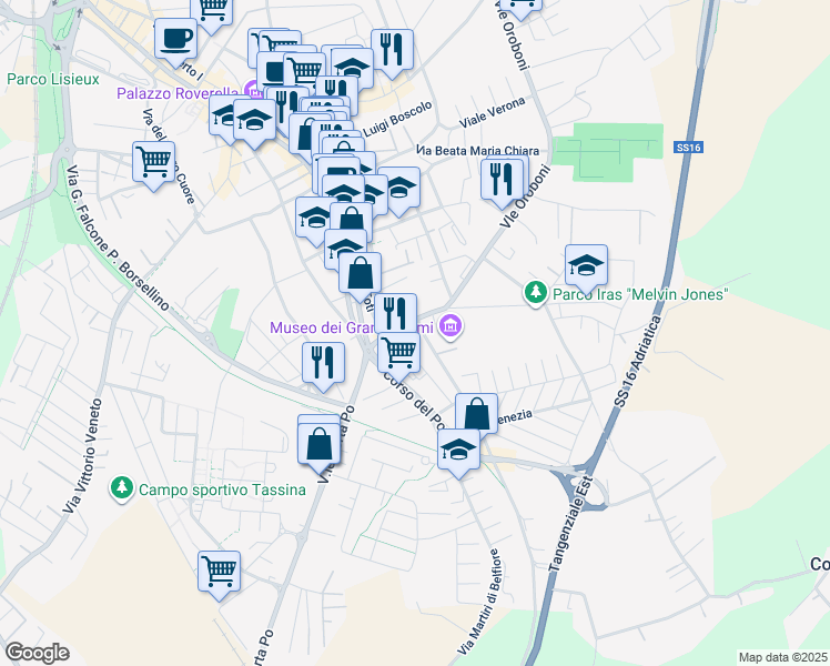 map of restaurants, bars, coffee shops, grocery stores, and more near 20 Piazza San Bartolomeo in Rovigo