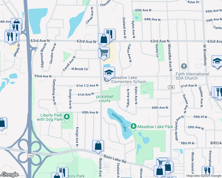 map of restaurants, bars, coffee shops, grocery stores, and more near 10 Zealand Avenue North in New Hope