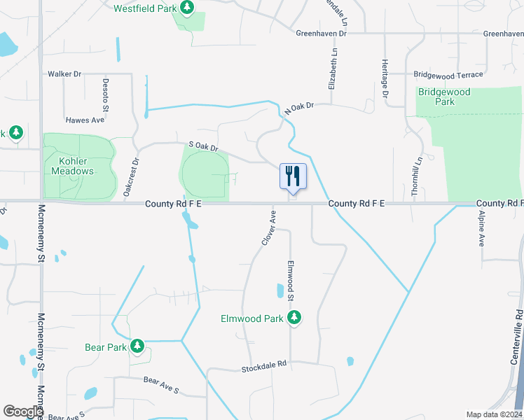 map of restaurants, bars, coffee shops, grocery stores, and more near 658 County Road F East in Saint Paul