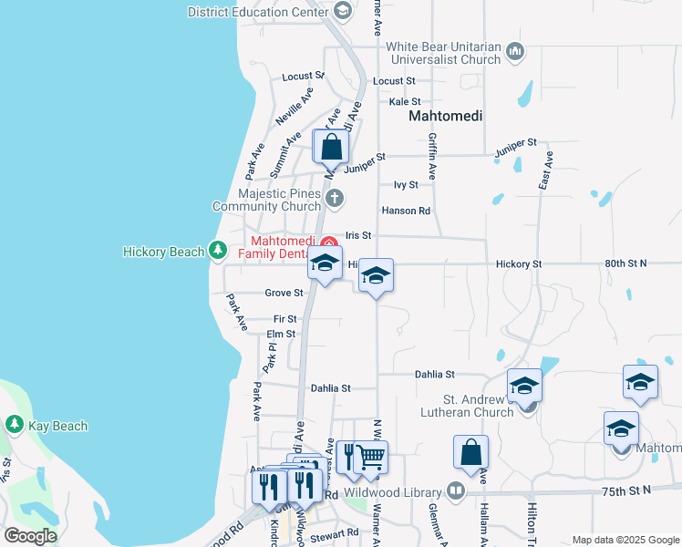 map of restaurants, bars, coffee shops, grocery stores, and more near 126 Hickory Street in Saint Paul