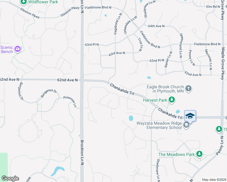 map of restaurants, bars, coffee shops, grocery stores, and more near 18690 61st Avenue North in Plymouth
