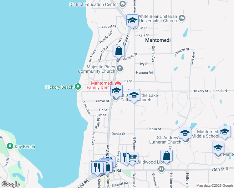 map of restaurants, bars, coffee shops, grocery stores, and more near 126 Hickory Street in Saint Paul