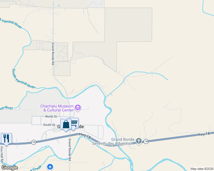 map of restaurants, bars, coffee shops, grocery stores, and more near 8830 Grand Ronde Road in Grand Ronde