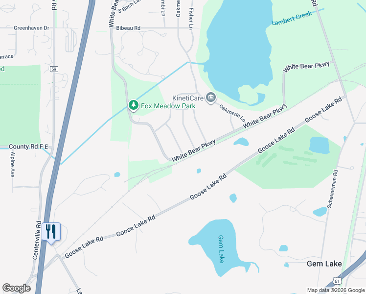 map of restaurants, bars, coffee shops, grocery stores, and more near 4084 Wild Goose Lane in White Bear Lake