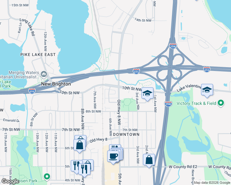 map of restaurants, bars, coffee shops, grocery stores, and more near 929 Old Steine Cir in New Brighton