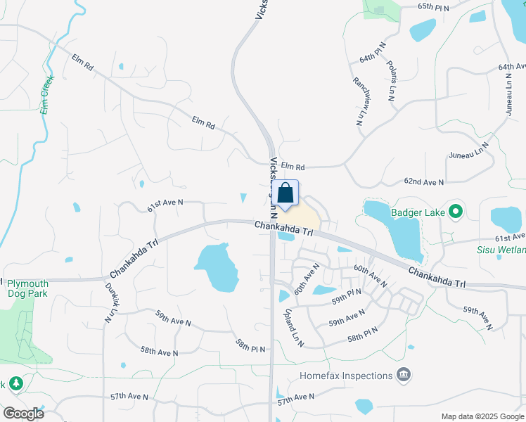 map of restaurants, bars, coffee shops, grocery stores, and more near 6125 Vicksburg Lane North in Minneapolis