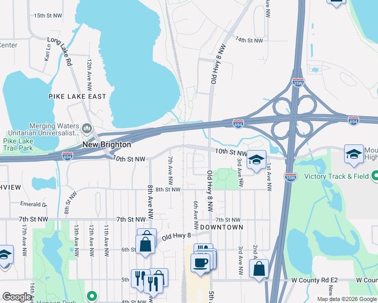 map of restaurants, bars, coffee shops, grocery stores, and more near 841 Knights Bridge Road in Saint Paul