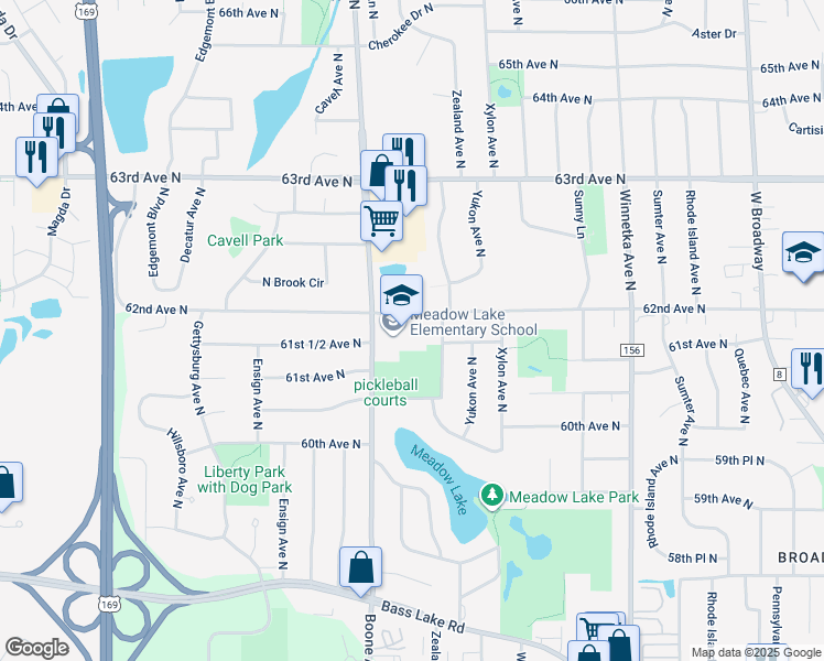 map of restaurants, bars, coffee shops, grocery stores, and more near 10 Zealand Avenue North in New Hope