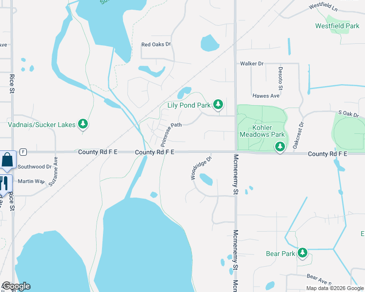 map of restaurants, bars, coffee shops, grocery stores, and more near 250 County Road F East in Saint Paul