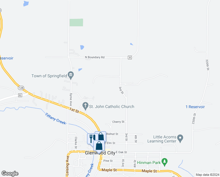 map of restaurants, bars, coffee shops, grocery stores, and more near 832 3rd Street in Glenwood City