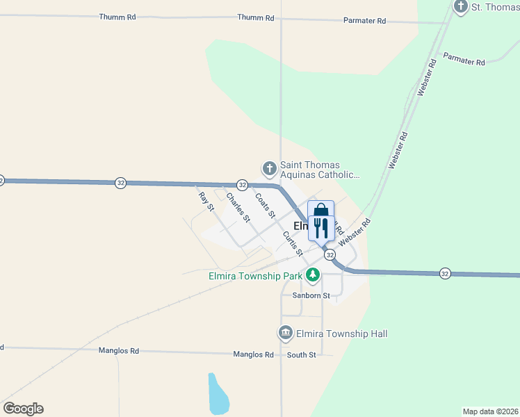 map of restaurants, bars, coffee shops, grocery stores, and more near 2378 Charles Street in Elmira