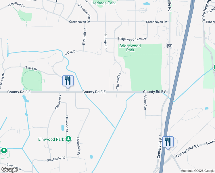 map of restaurants, bars, coffee shops, grocery stores, and more near 825 County Road F East in Saint Paul