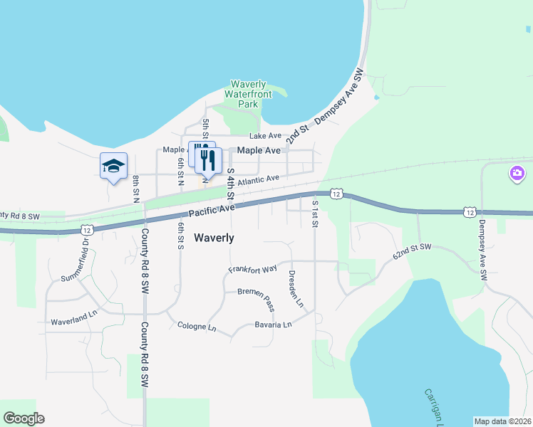 map of restaurants, bars, coffee shops, grocery stores, and more near 312 Pacific Avenue in Waverly