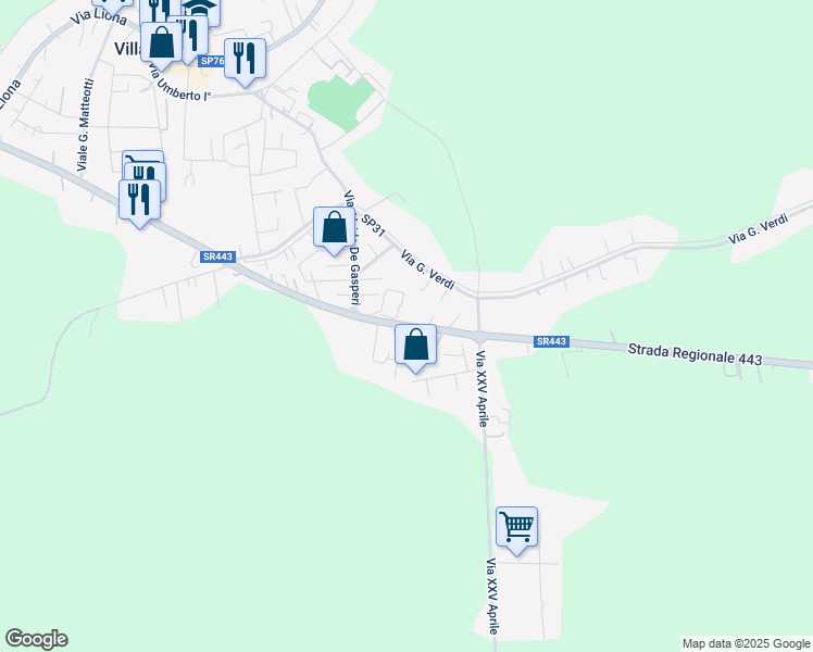 map of restaurants, bars, coffee shops, grocery stores, and more near 66 Via Zona Industriale in Villadose