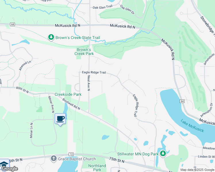 map of restaurants, bars, coffee shops, grocery stores, and more near 1201 Walnut Creek Drive West in Stillwater