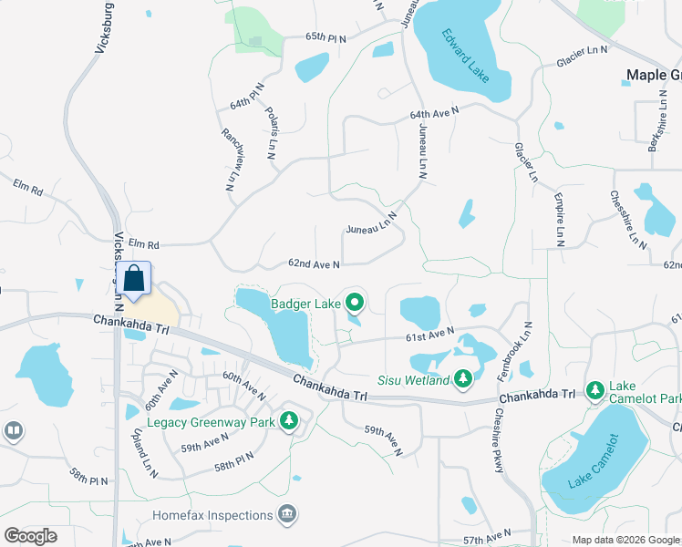 map of restaurants, bars, coffee shops, grocery stores, and more near 15035 62nd Avenue North in Osseo