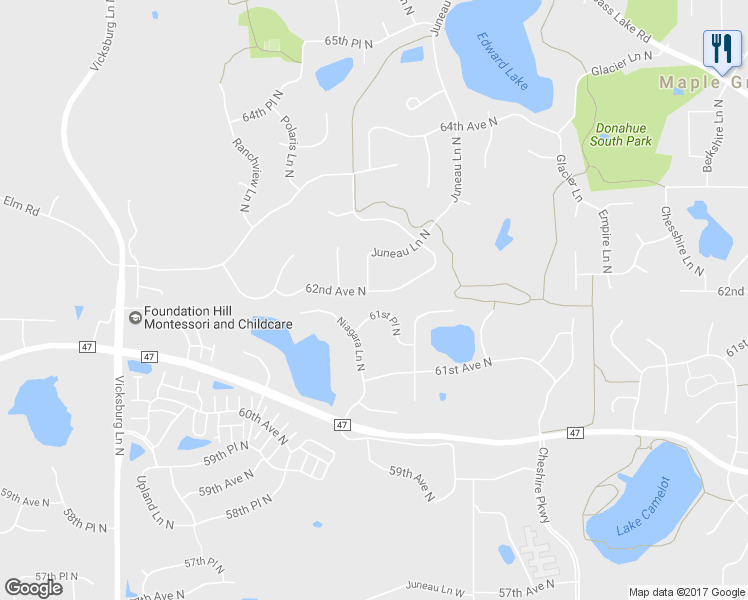 map of restaurants, bars, coffee shops, grocery stores, and more near 15035 62nd Avenue North in Osseo