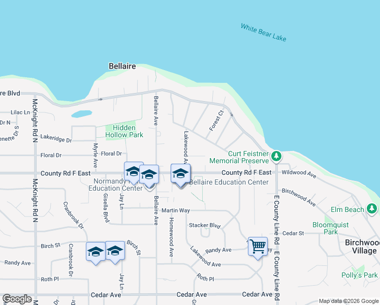 map of restaurants, bars, coffee shops, grocery stores, and more near 4120 Lakewood Avenue in Ramsey County