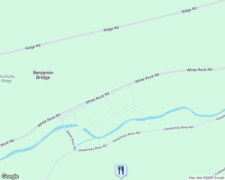 map of restaurants, bars, coffee shops, grocery stores, and more near 1937 White Rock Road in Wolfville