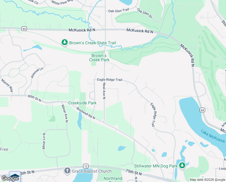 map of restaurants, bars, coffee shops, grocery stores, and more near 2315 Walnut Creek Drive West in Stillwater