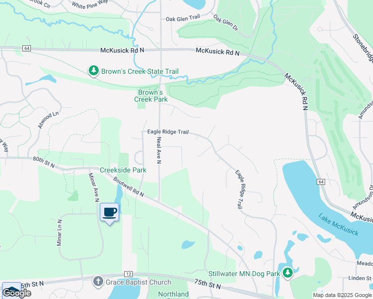 map of restaurants, bars, coffee shops, grocery stores, and more near 1201 Walnut Creek Drive West in Stillwater