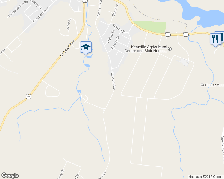 map of restaurants, bars, coffee shops, grocery stores, and more near 243 Canaan Avenue in Kentville