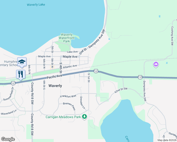 map of restaurants, bars, coffee shops, grocery stores, and more near 101 Pacific Avenue in Waverly