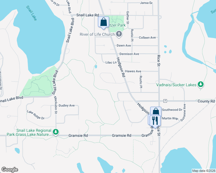 map of restaurants, bars, coffee shops, grocery stores, and more near 298 Floral Drive West in Saint Paul