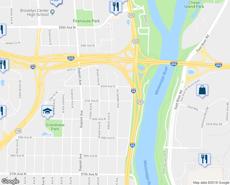 map of restaurants, bars, coffee shops, grocery stores, and more near 6106 North Aldrich Avenue in Minneapolis