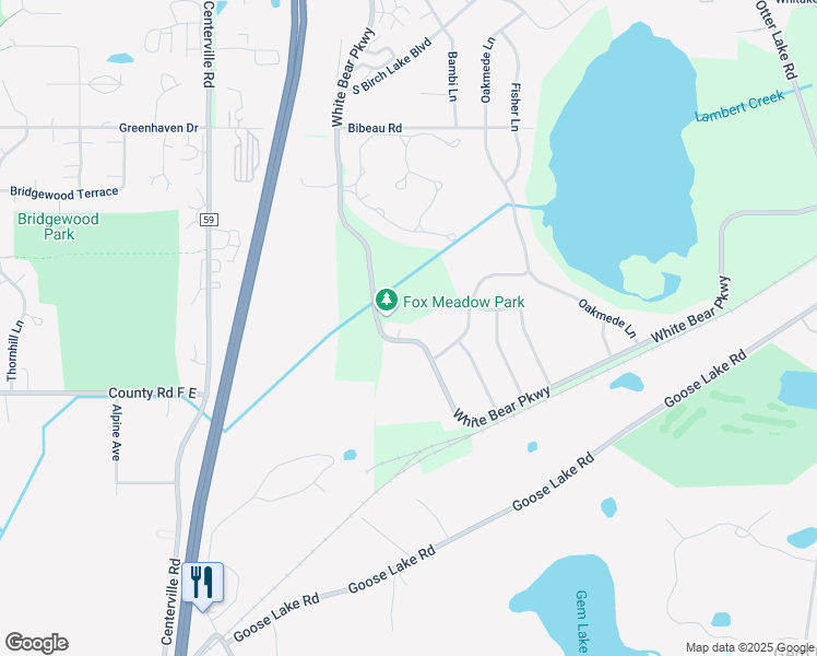 map of restaurants, bars, coffee shops, grocery stores, and more near 4190 White Bear Parkway in White Bear Lake