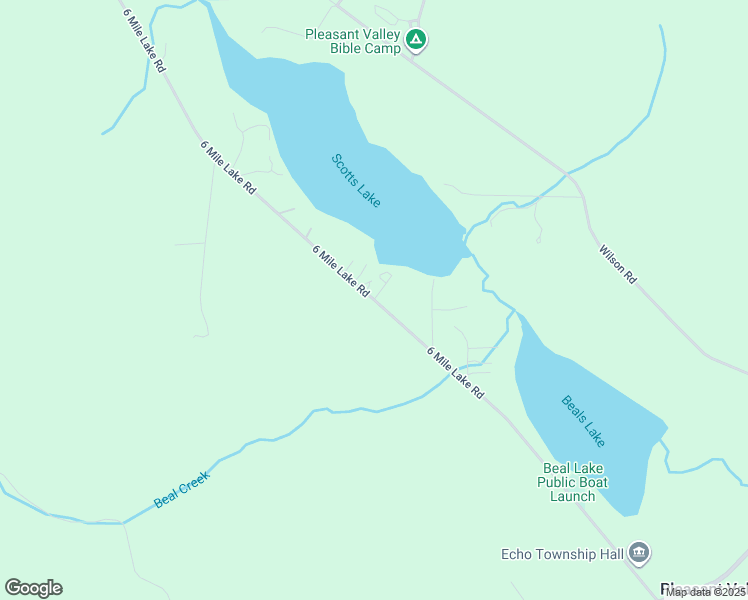map of restaurants, bars, coffee shops, grocery stores, and more near 6 Mile Road in East Jordan