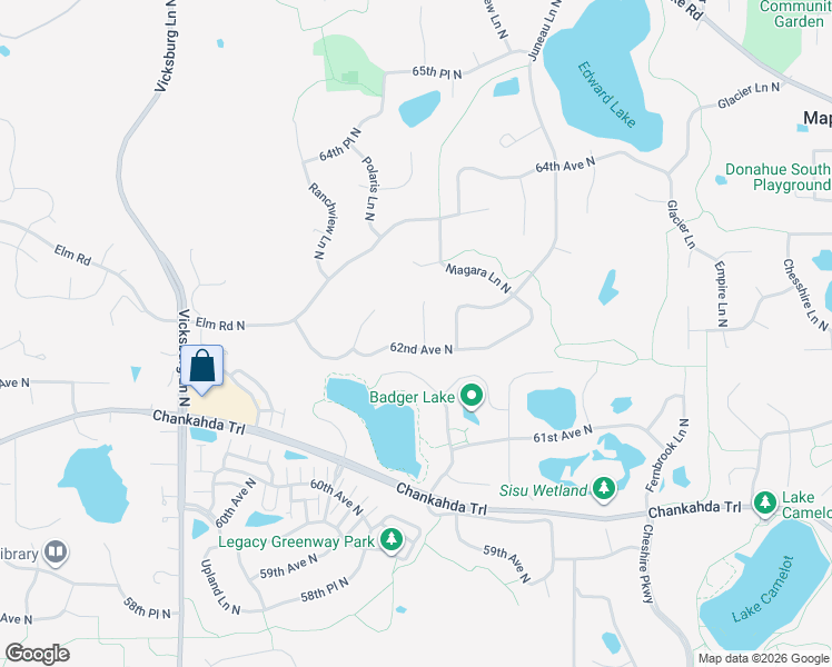 map of restaurants, bars, coffee shops, grocery stores, and more near 15169 62nd Avenue North in Osseo