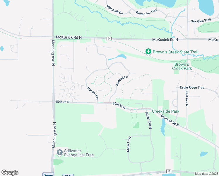 map of restaurants, bars, coffee shops, grocery stores, and more near 1154 Atwood Lane in Stillwater