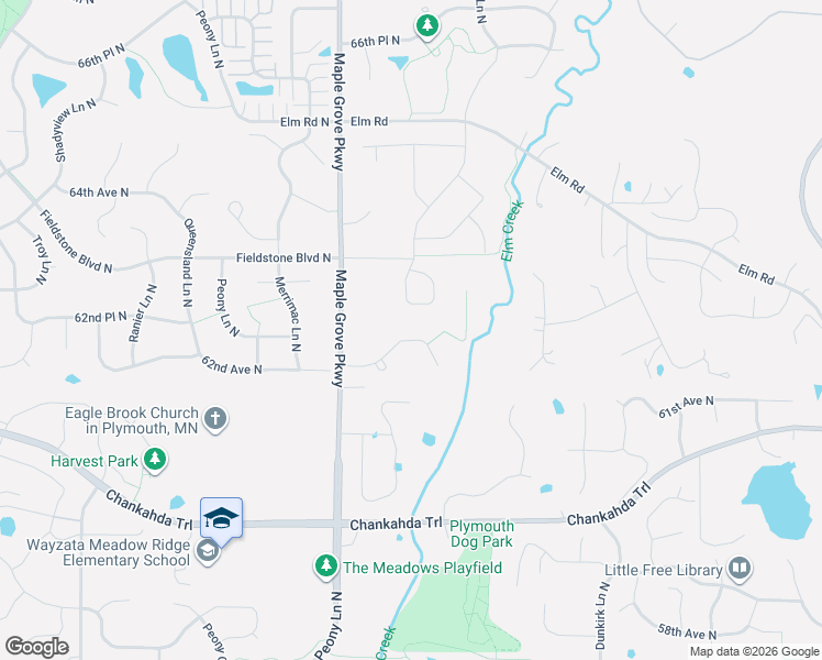 map of restaurants, bars, coffee shops, grocery stores, and more near 6258 Fountain Lane North in Maple Grove