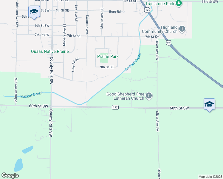 map of restaurants, bars, coffee shops, grocery stores, and more near 460 Klarsyn Street Southeast in Cokato