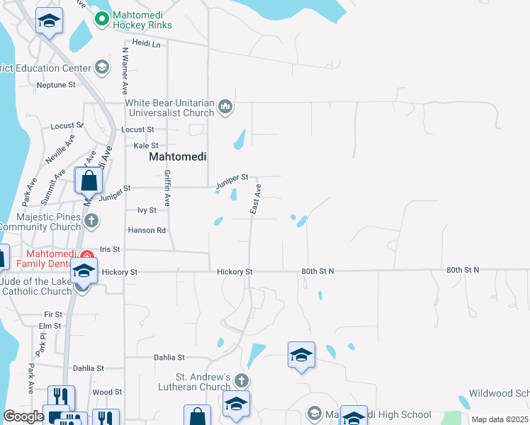map of restaurants, bars, coffee shops, grocery stores, and more near 414 Hidden Oaks Court in Saint Paul