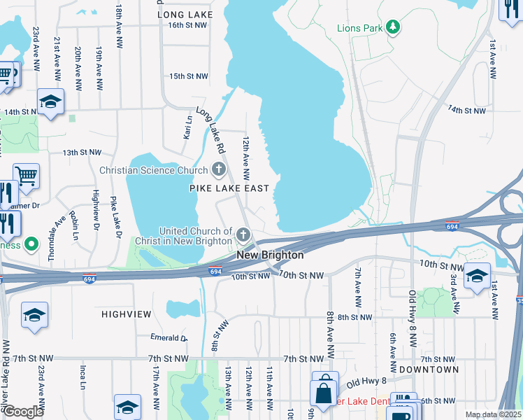 map of restaurants, bars, coffee shops, grocery stores, and more near 1131 Chelsea Court in New Brighton