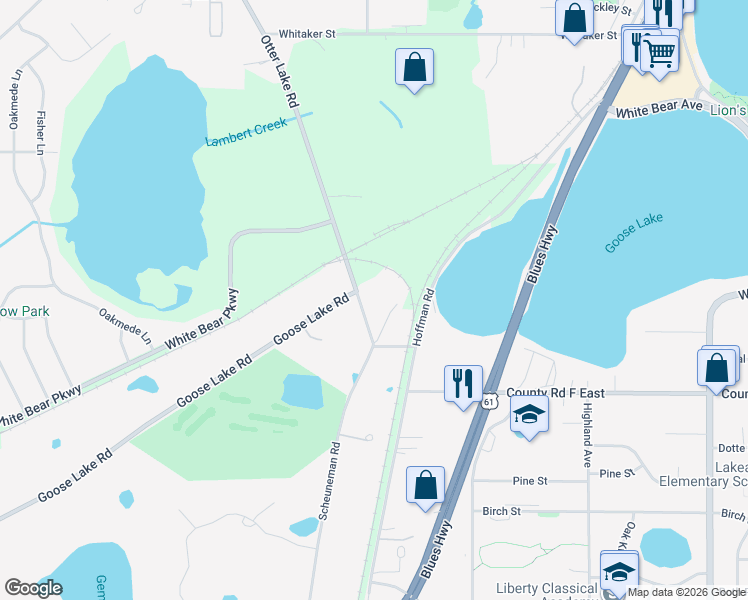 map of restaurants, bars, coffee shops, grocery stores, and more near 4170 Otter Lake Road in Saint Paul