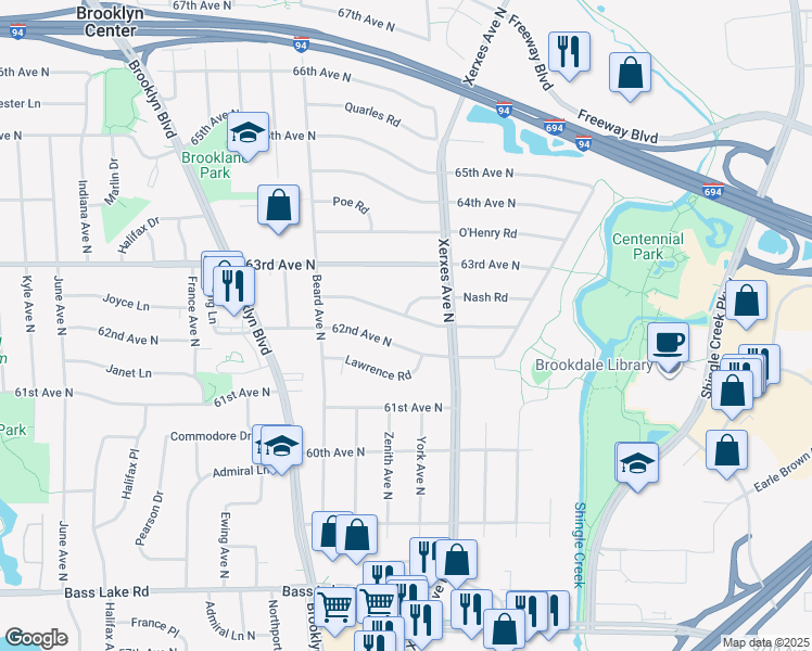 map of restaurants, bars, coffee shops, grocery stores, and more near 3031 Mumford Road in Minneapolis