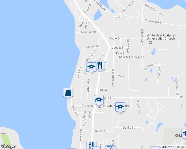 map of restaurants, bars, coffee shops, grocery stores, and more near 80 Juniper Street in Saint Paul