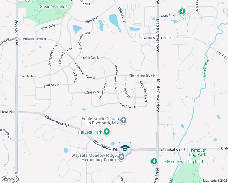 map of restaurants, bars, coffee shops, grocery stores, and more near 6251 Queensland Lane North in Maple Grove