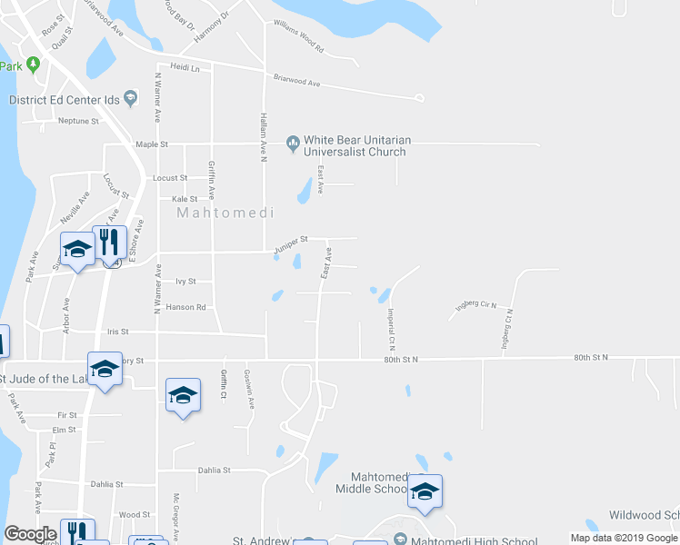 map of restaurants, bars, coffee shops, grocery stores, and more near 414 Hidden Oaks Court in Saint Paul