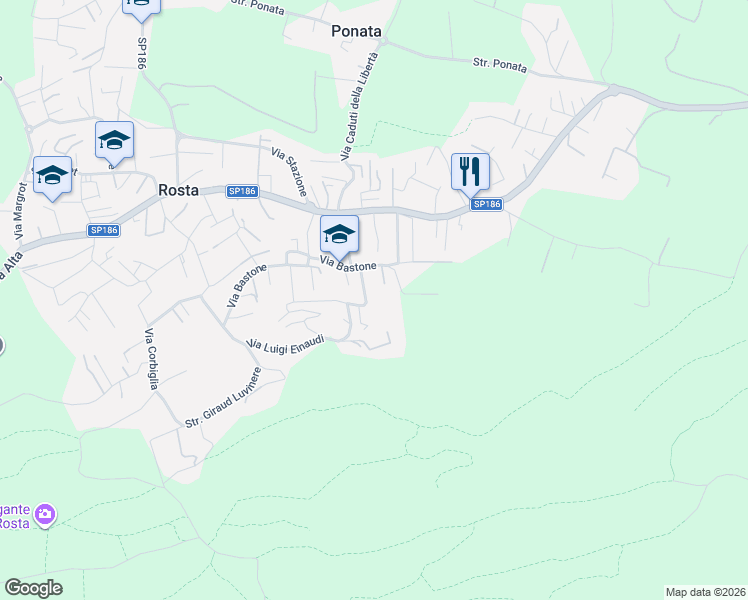 map of restaurants, bars, coffee shops, grocery stores, and more near 34 Via Collodi in Rosta