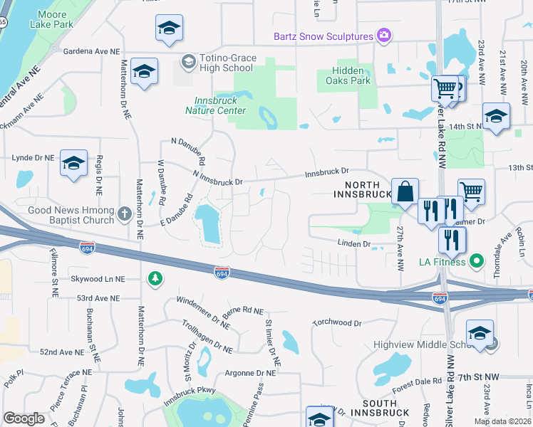 map of restaurants, bars, coffee shops, grocery stores, and more near 5306 Meister Road in Minneapolis