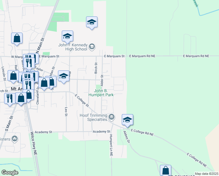 map of restaurants, bars, coffee shops, grocery stores, and more near 1040 Linden Street in Mount Angel