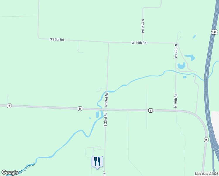 map of restaurants, bars, coffee shops, grocery stores, and more near 2954 North 23rd Road in Coleman